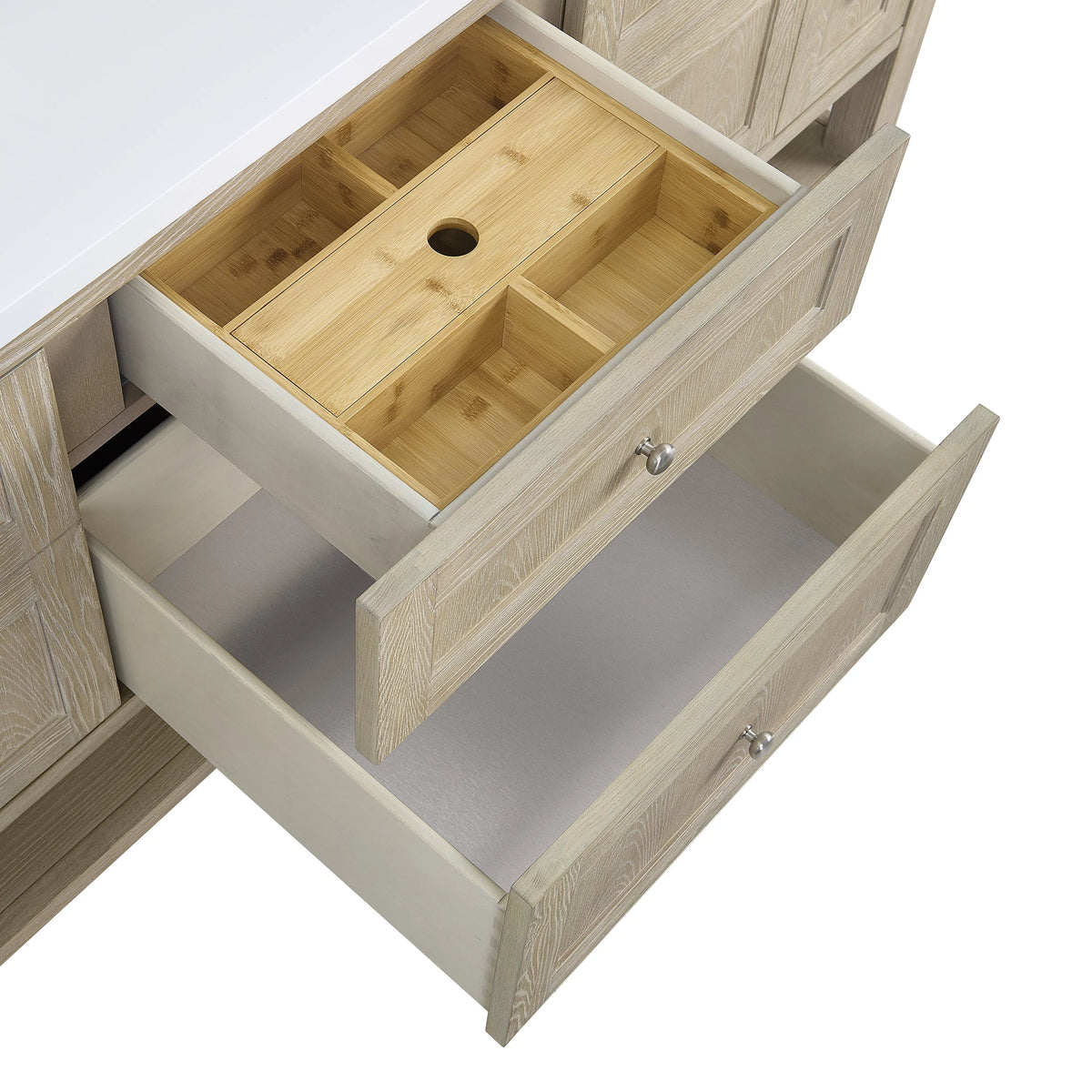 Breckenridge 72" Double Vanity, Whitewashed Oak w/ 3 CM Lime Delight Silestone Top