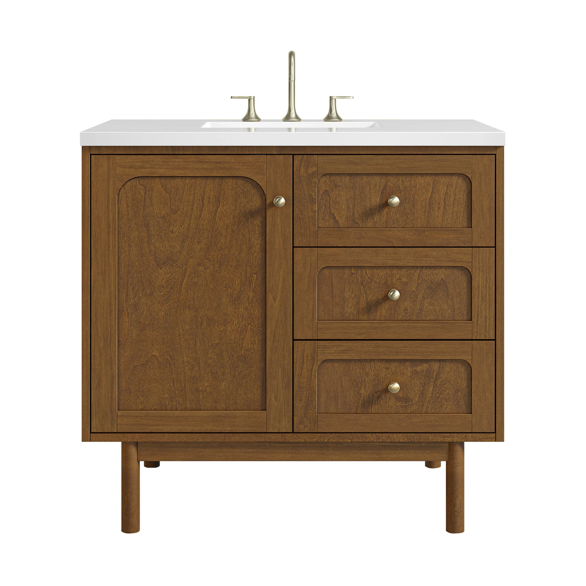 Laurent 36" Single Vanity, Honey Oak w/ 3 CM White Zeus Silestone Top