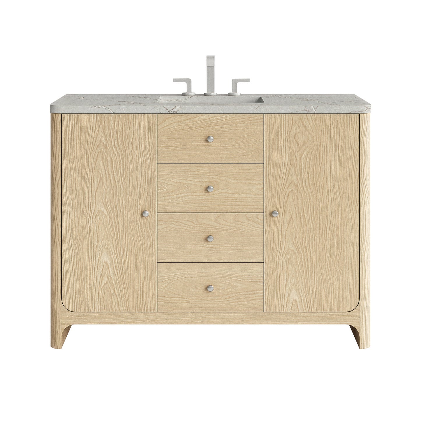 Renovate for Less Atlanta Gracyn 48" Single Vanity, Coastal Driftwood, w/ 3 CM Victorian Silver Silestone Top w/ FreePower Wireless Charger