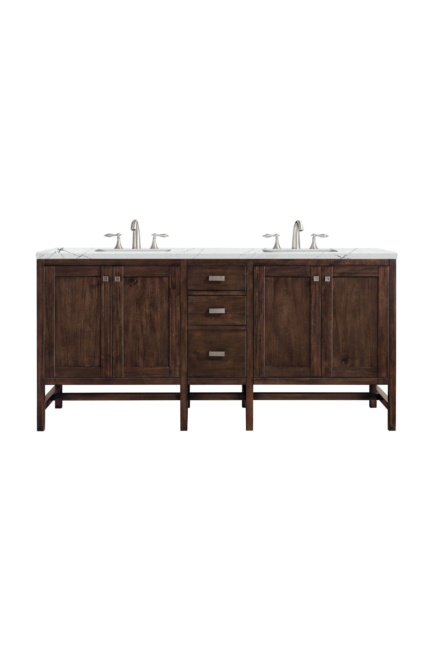 Renovate for Less Atlanta Addison 72" Double Vanity, Mid-Century Acacia w/ 3 CM Ethereal Noctis Silestone Top