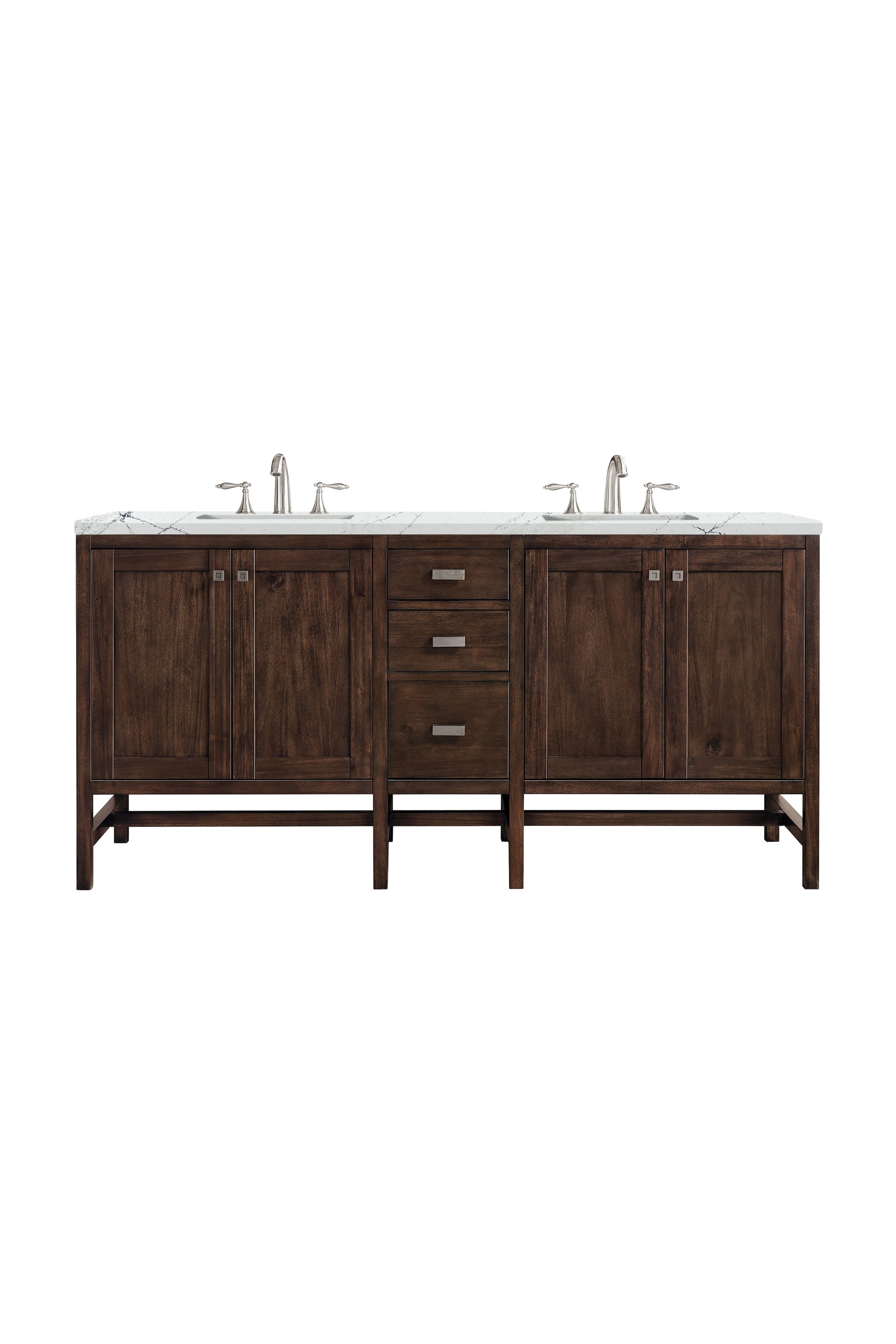 Renovate for Less Atlanta Addison 72" Double Vanity, Mid-Century Acacia w/ 3 CM Ethereal Noctis Silestone Top