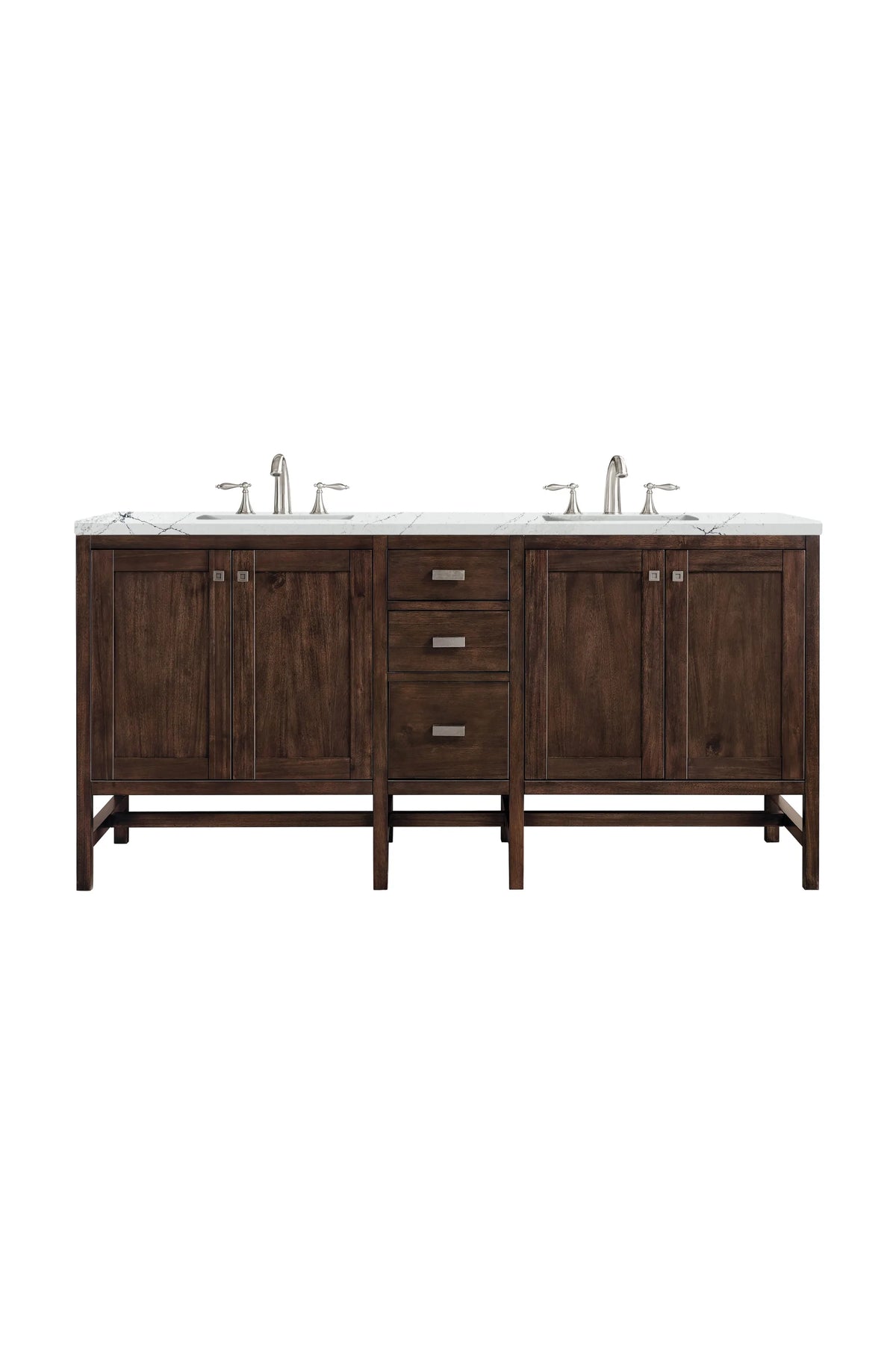 Addison 72" Double Vanity, Mid-Century Acacia w/ 3 CM Ethereal Noctis Silestone Top