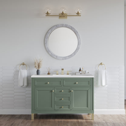 Renovate for Less Atlanta Chicago 48" Single Vanity, Smokey Celadon, w/ 3 CM White Zeus Silestone® Top