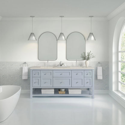 Breckenridge 72" Double Vanity, Serenity Blue, w/ 3 CM Siberian Silestone Top w/FreePower Wireless Charger