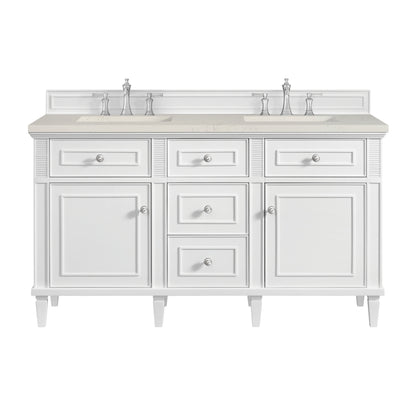 Renovate for Less Atlanta Lorelai 60" Double Vanity, Bright White, w/ 3 CM Siberian Silestone Top
