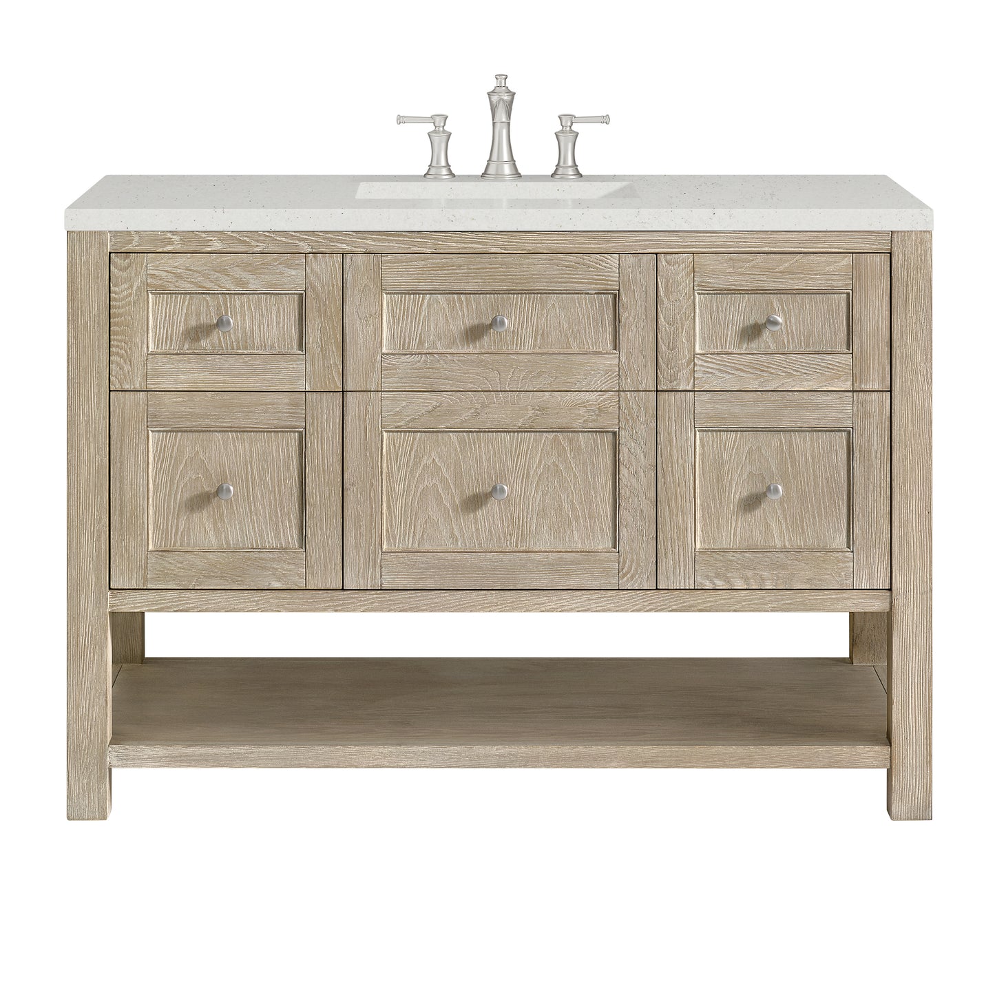 Renovate for Less Atlanta Breckenridge 48" Single Vanity, Whitewashed Oak w/ 3 CM Lime Delight Silestone Top
