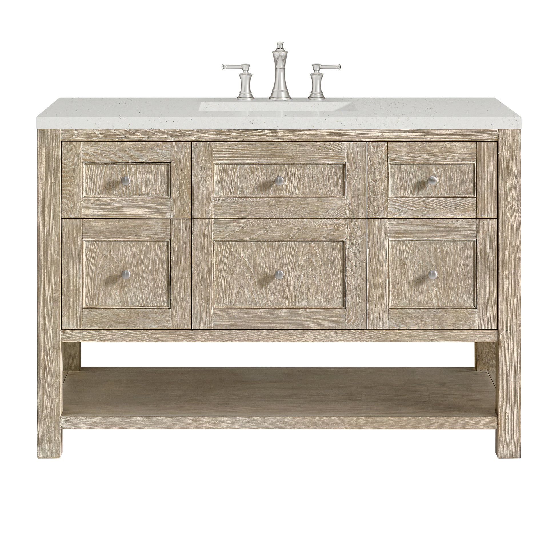 Renovate for Less Atlanta Breckenridge 48" Single Vanity, Whitewashed Oak w/ 3 CM Lime Delight Silestone Top