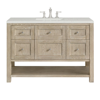 Renovate for Less Atlanta Breckenridge 48" Single Vanity, Whitewashed Oak w/ 3 CM Lime Delight Silestone Top
