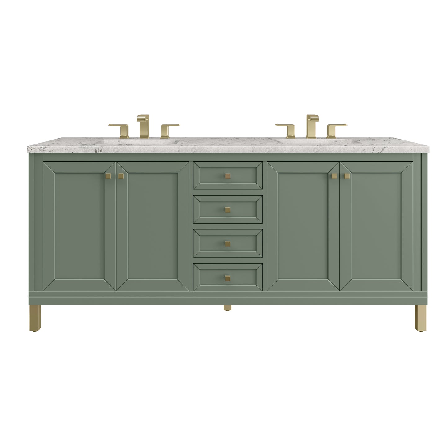 Renovate for Less Atlanta Chicago 72" Double Vanity, Smokey Celadon, w/ 3 CM Eternal Jasmine Pearl Silestone® Top