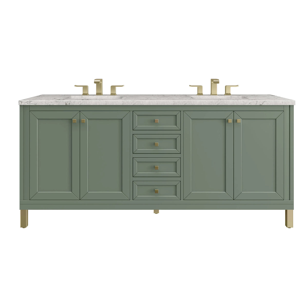 Chicago 72" Double Vanity, Smokey Celadon, w/ 3 CM Eternal Jasmine Pearl Silestone® Top