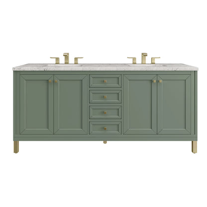 Chicago 72" Double Vanity, Smokey Celadon, w/ 3 CM Eternal Jasmine Pearl Silestone® Top