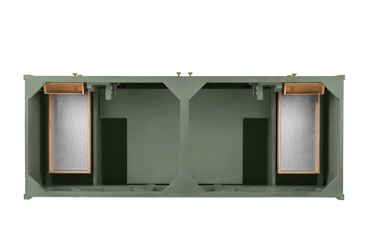 Chicago 60" Double Vanity, Smokey Celadon, w/ 3 CM Carrara Marble Top