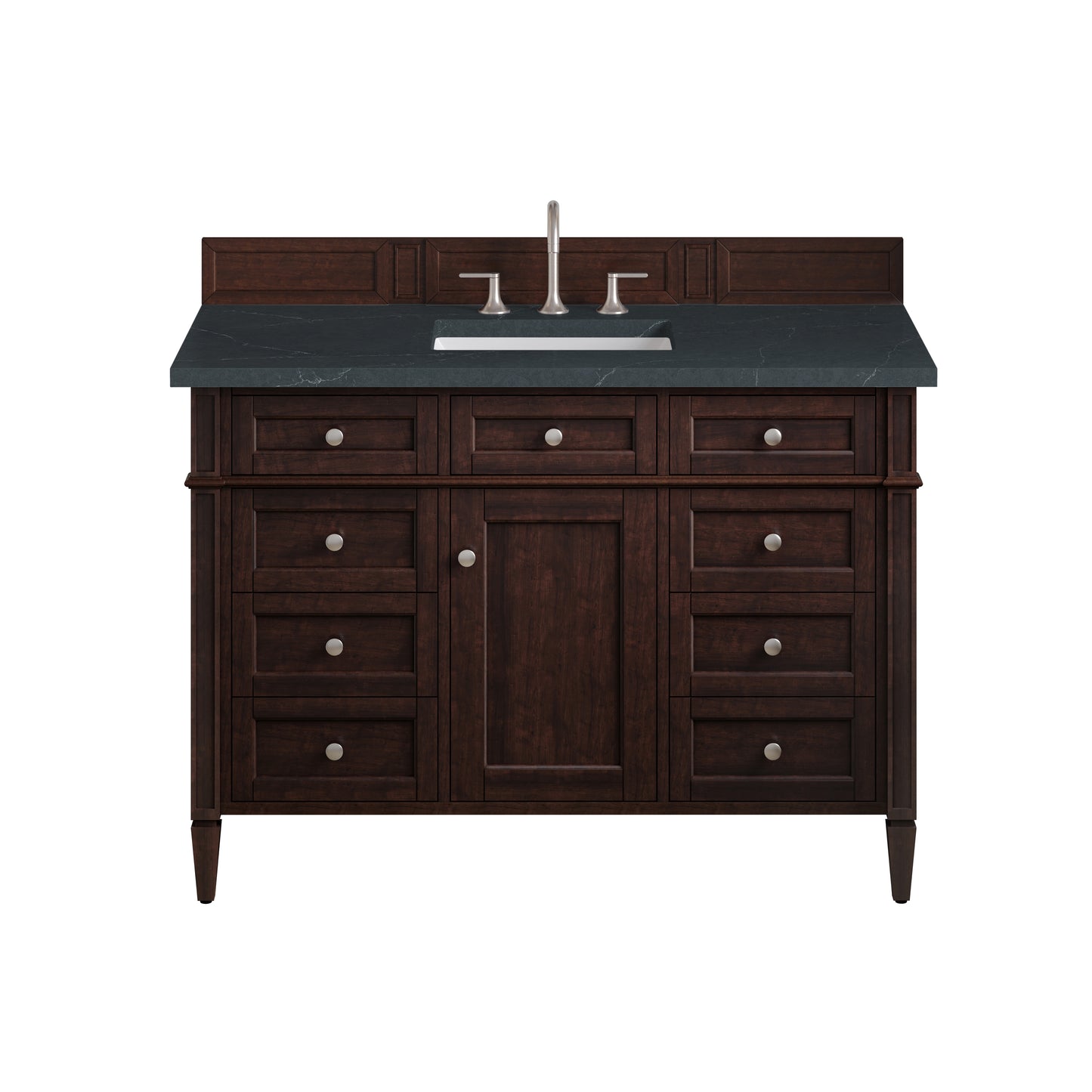 Renovate for Less Atlanta Brittany 48" Single Vanity, Burnished Mahogany w/ 3 CM Charcoal Soapstone Silestone Top