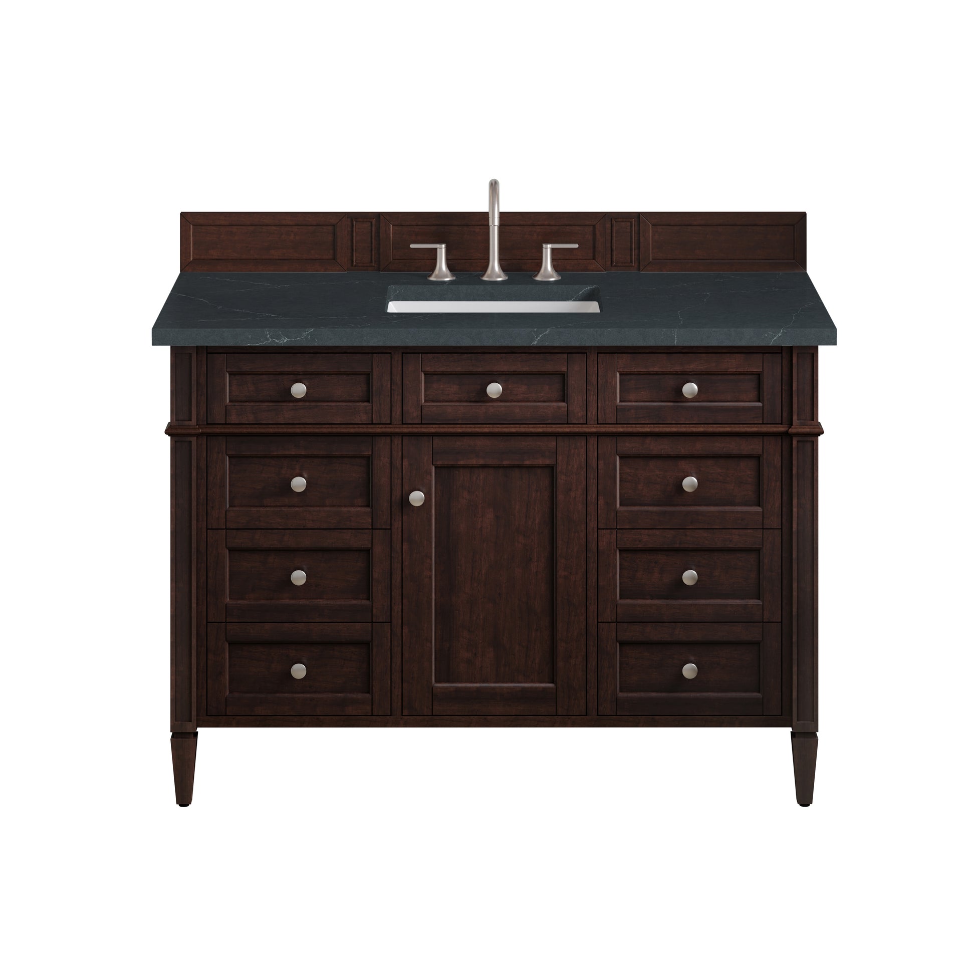 Renovate for Less Atlanta Brittany 48" Single Vanity, Burnished Mahogany w/ 3 CM Charcoal Soapstone Silestone Top