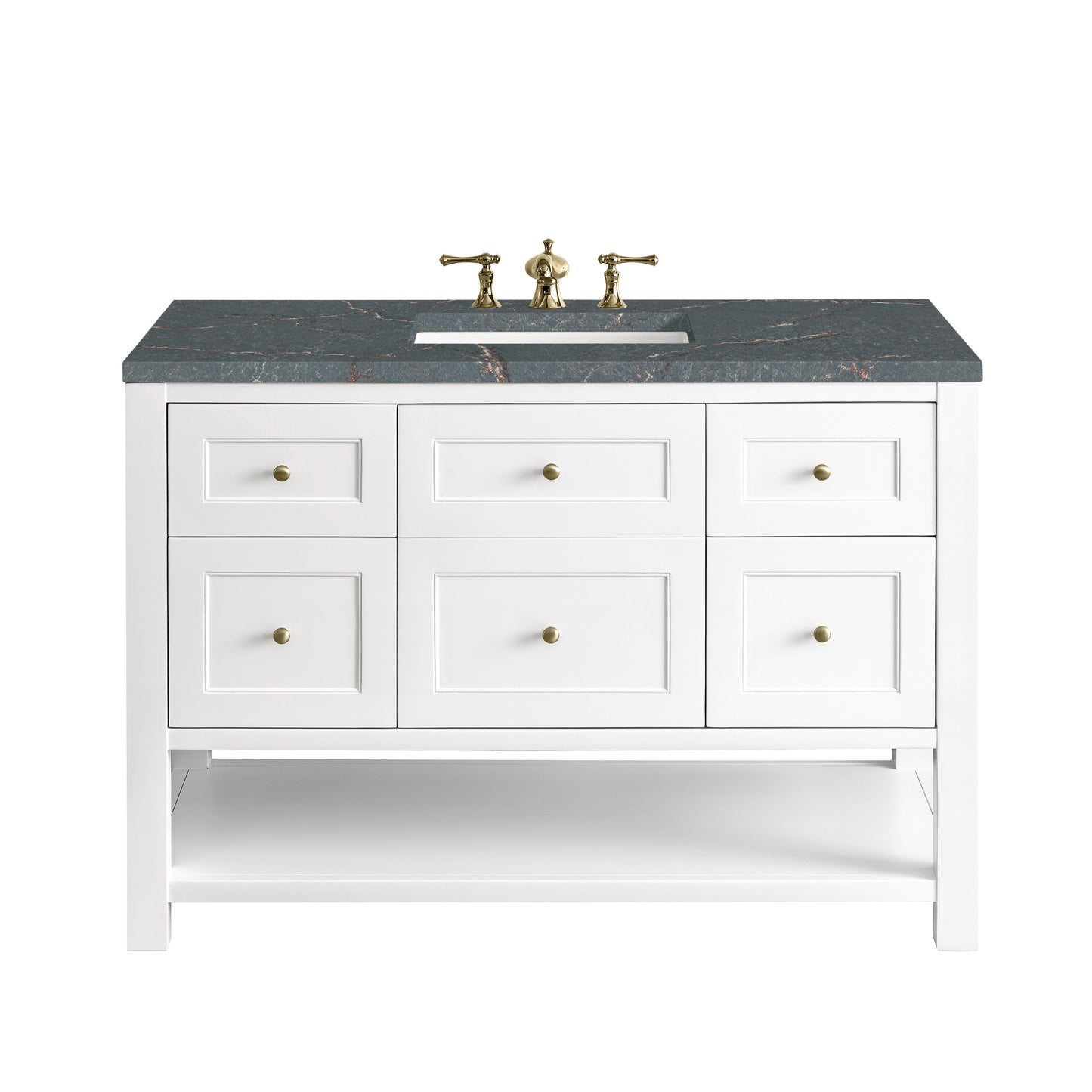Renovate for Less Atlanta Breckenridge 48" Single Vanity, Bright White w/ 3 CM Parisien Bleu Top