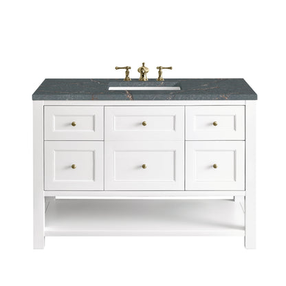 Renovate for Less Atlanta Breckenridge 48" Single Vanity, Bright White w/ 3 CM Parisien Bleu Top