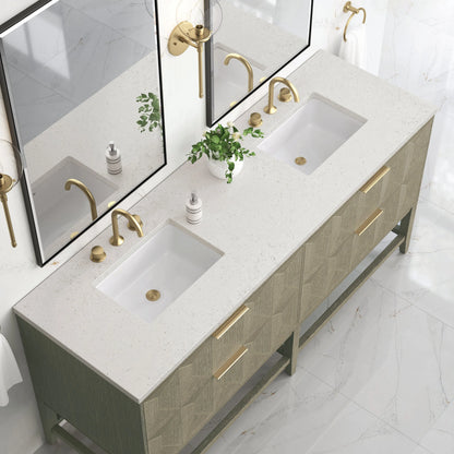 Emmeline 72" Double Vanity, Pebble Oak w/ 3 CM Lime Delight Top