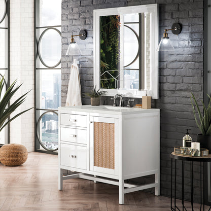 Renovate for Less Atlanta Addison 36" Single Vanity, Glossy White w/ 3 CM Lime Delight Silestone Top