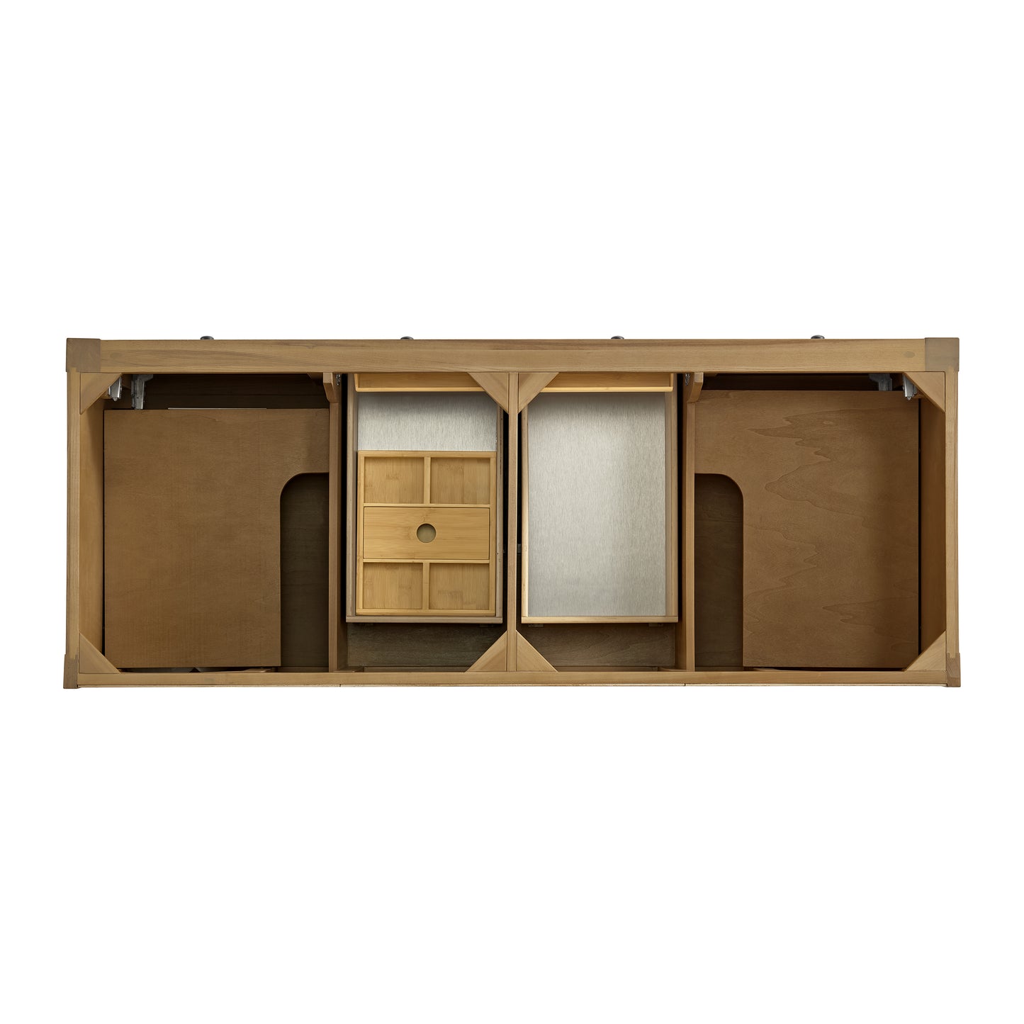 Renovate for Less Atlanta Breckenridge 60" Double Vanity, Light Natural Oak, w/ 3 CM White Zeus Quartz Top