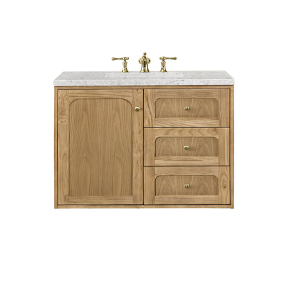 Renovate for Less Atlanta Laurent 36" Single Vanity, Light Natural Oak w/ 3 CM Eternal Jasmine Pearl Top
