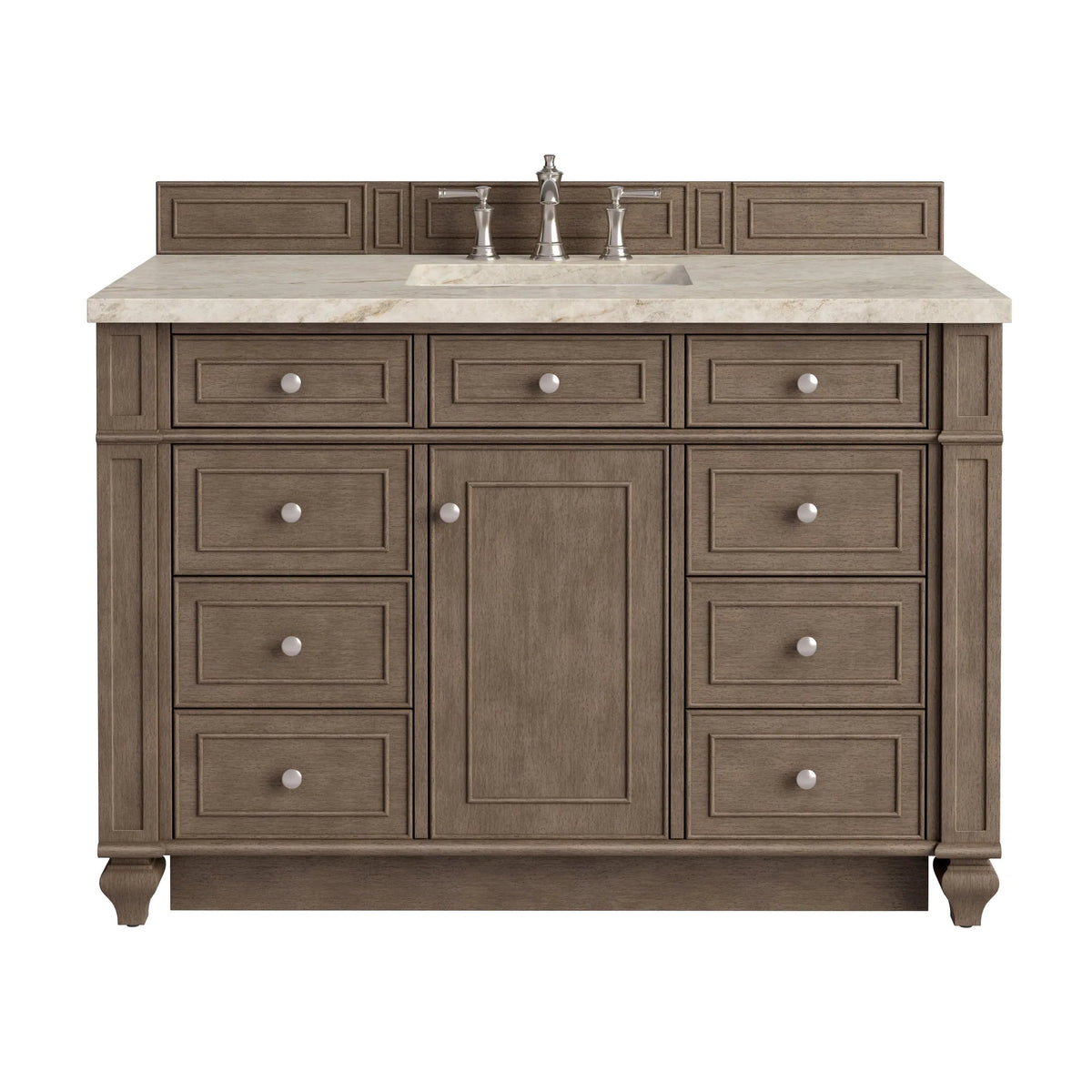 Bristol 48" Single Vanity, Whitewashed Walnut, w/ 3 CM Tajnar Eclos Top w/FreePower Wireless Charger