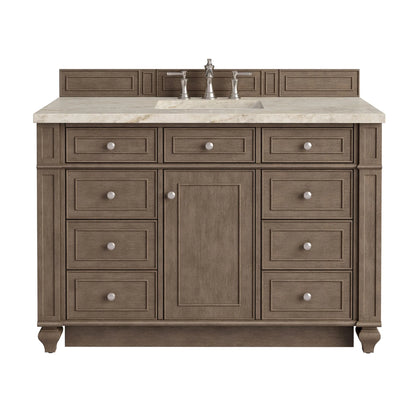 Bristol 48" Single Vanity, Whitewashed Walnut, w/ 3 CM Tajnar Eclos Top w/FreePower Wireless Charger