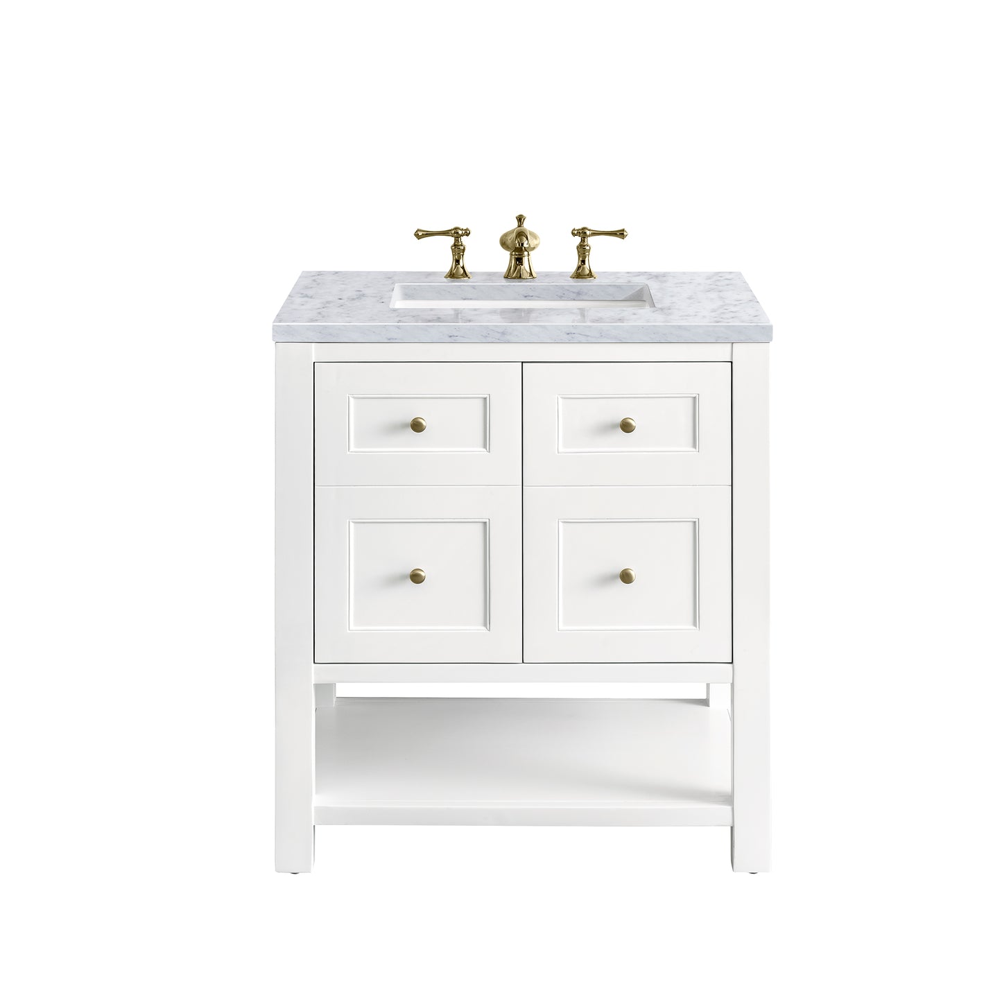 Renovate for Less Atlanta Breckenridge 30" Single Vanity, Bright White w/ 3 CM Carrara Marble Top