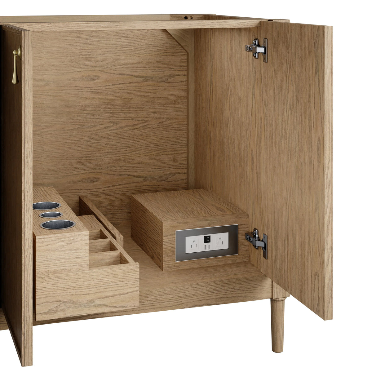Kinnsden 72" Double Vanity, Weathered Oak w/ 3 CM Ethereal Noctis Silestone Top w/FreePower Wireless Charger