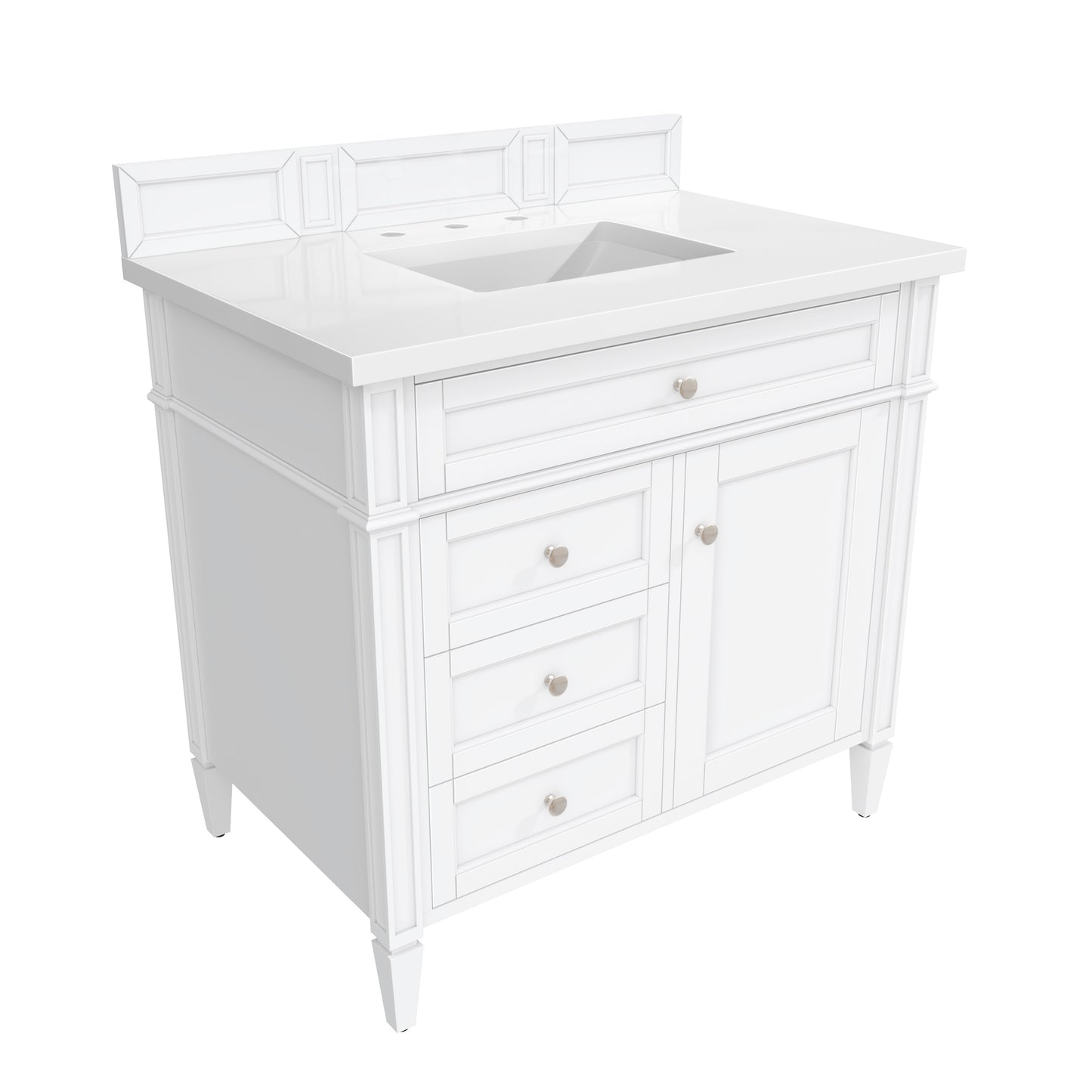 Renovate for Less Atlanta Brittany 36" Single Vanity, Bright White w/ 3 CM White Zeus Silestone Top