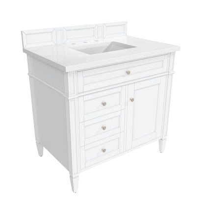Renovate for Less Atlanta Brittany 36" Single Vanity, Bright White w/ 3 CM White Zeus Silestone Top