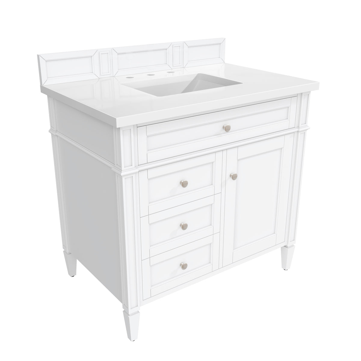 Renovate for Less Atlanta Brittany 36" Single Vanity, Bright White w/ 3 CM White Zeus Silestone Top