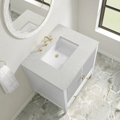 Myrrin 30" Single Vanity, Bright White w/ 3 CM Lime Delight Silestone Top