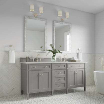 Brittany 72" Double Vanity, Urban Gray w/ 3 CM Lime Delight Silestone Top