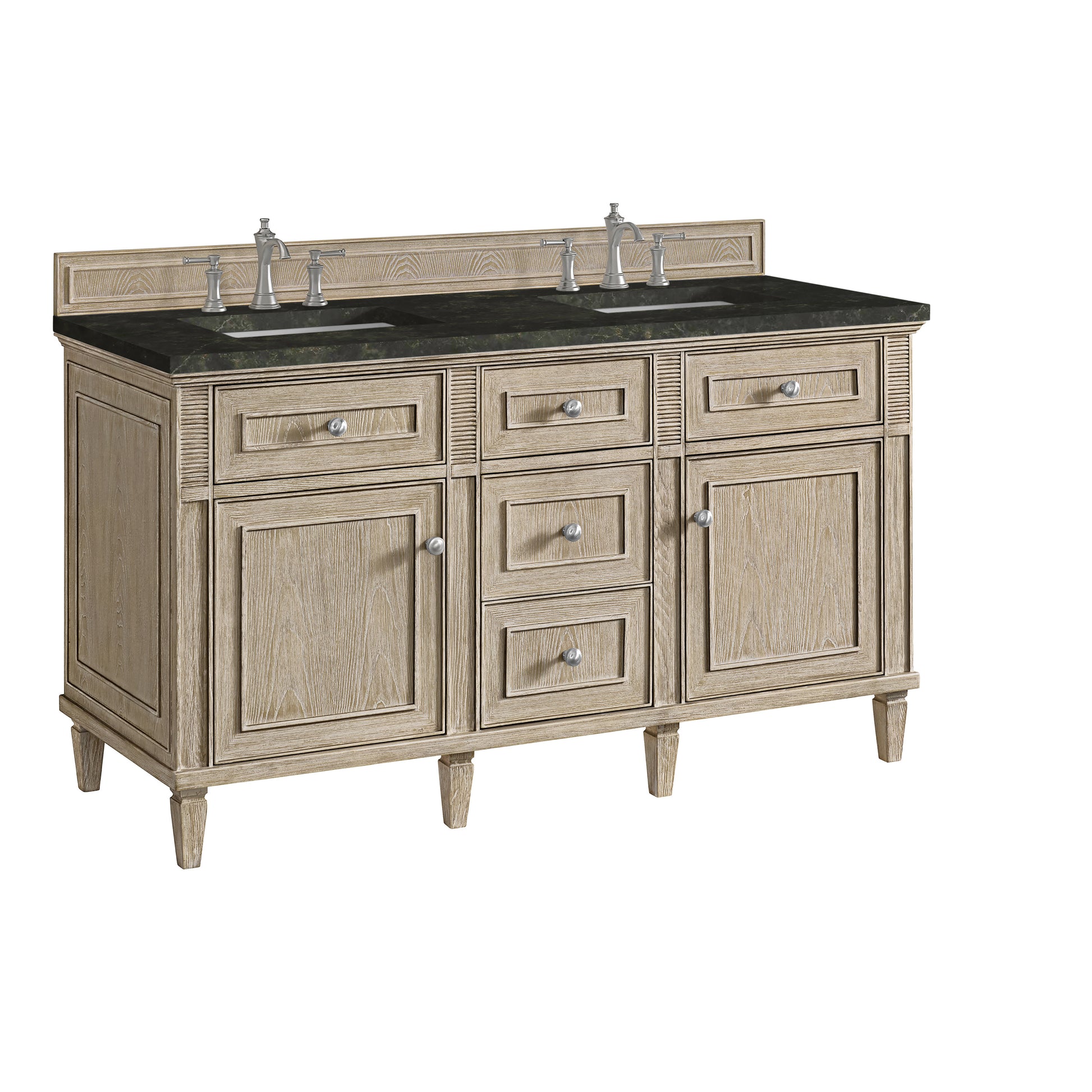 Renovate for Less Atlanta Lorelai 60" Double Vanity, Whitewashed Oak, w/ 3 CM Phantome Eclos Top