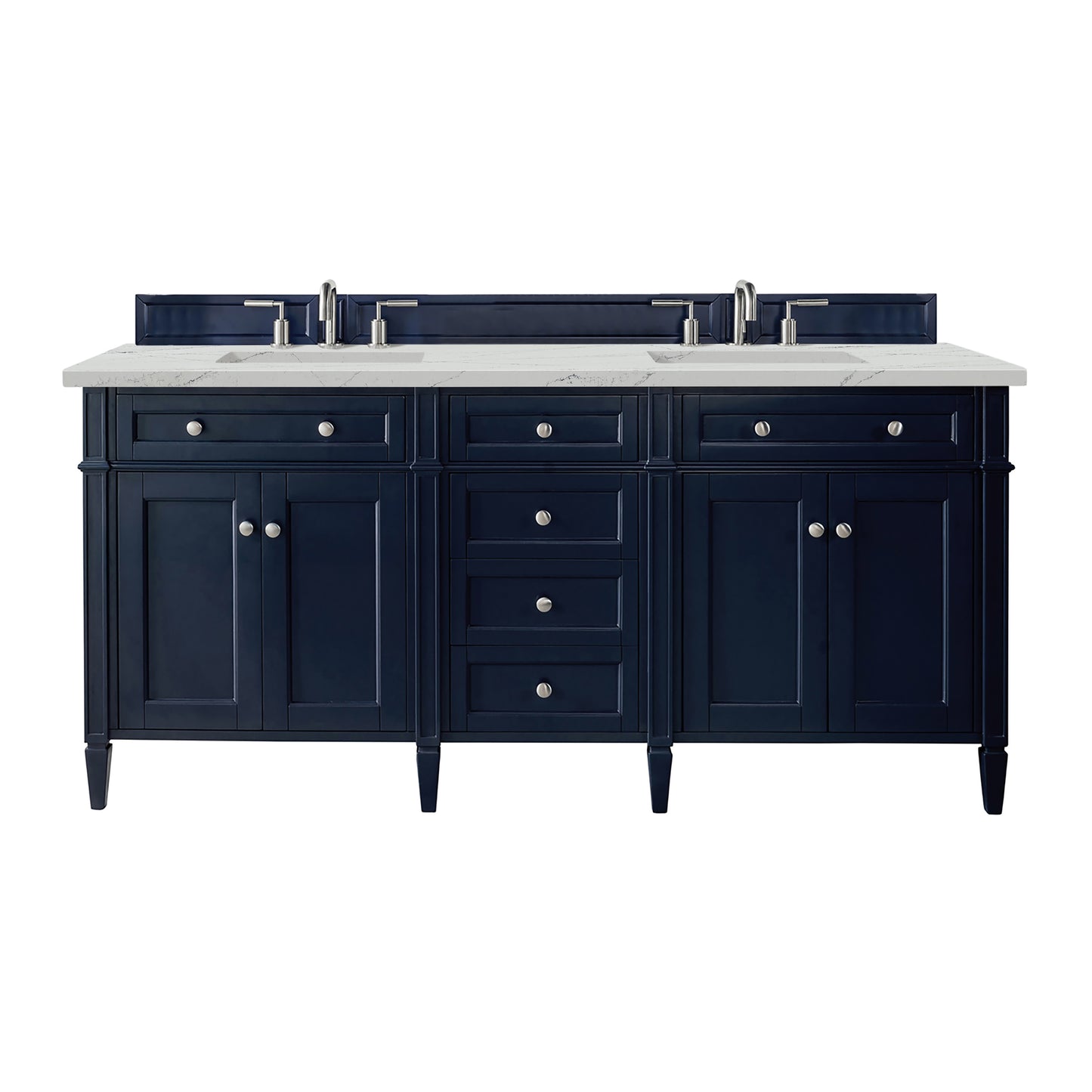 Renovate for Less Atlanta Brittany 72" Double Vanity, Victory Blue w/ 3 CM Ethereal Noctis Silestone Top