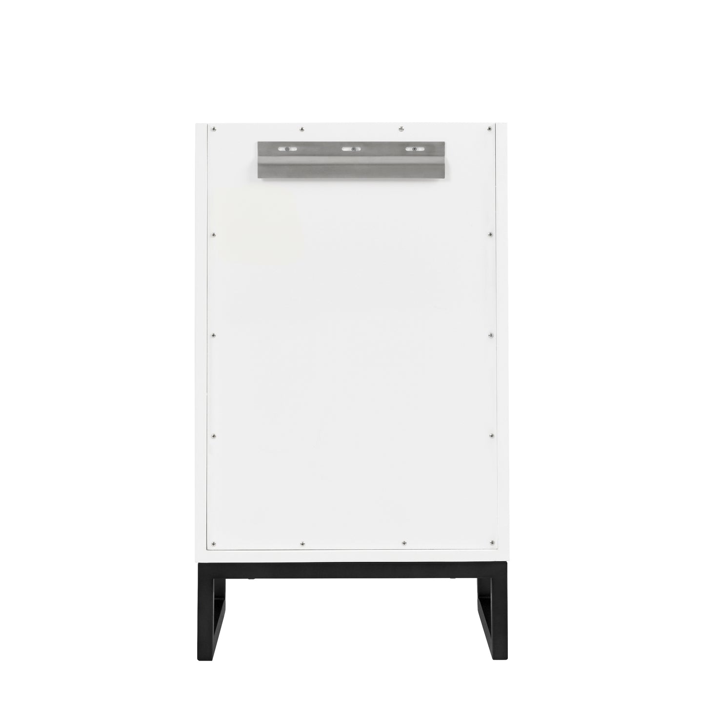 Renovate for Less Atlanta Chianti 20" Single Vanity, Glossy White, Matte Black, w/ White Glossy Composite Stone Top
