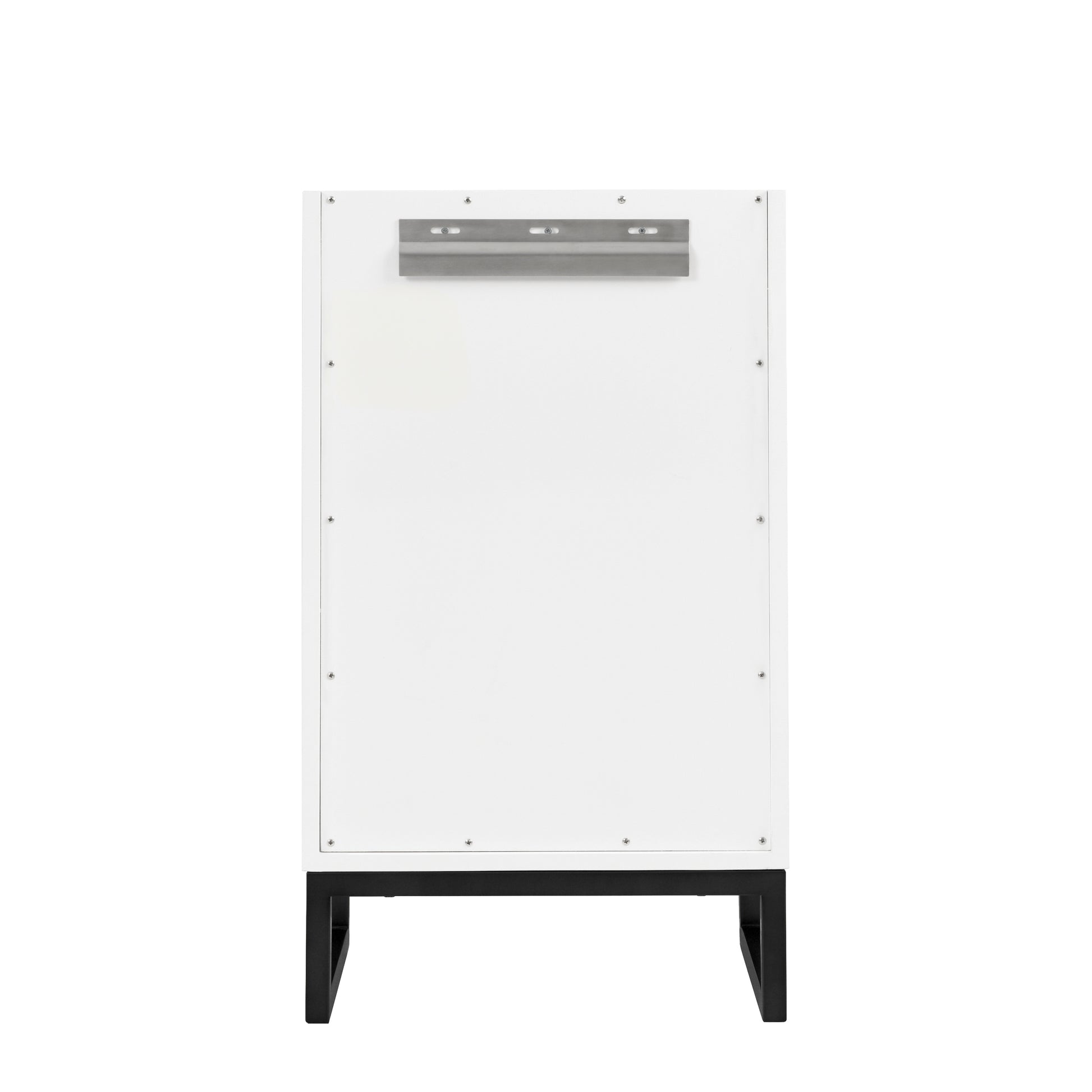 Renovate for Less Atlanta Chianti 20" Single Vanity, Glossy White, Matte Black, w/ White Glossy Composite Stone Top