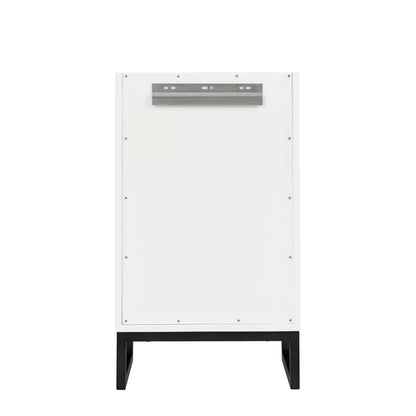 Renovate for Less Atlanta Chianti 20" Single Vanity, Glossy White, Matte Black, w/ White Glossy Composite Stone Top