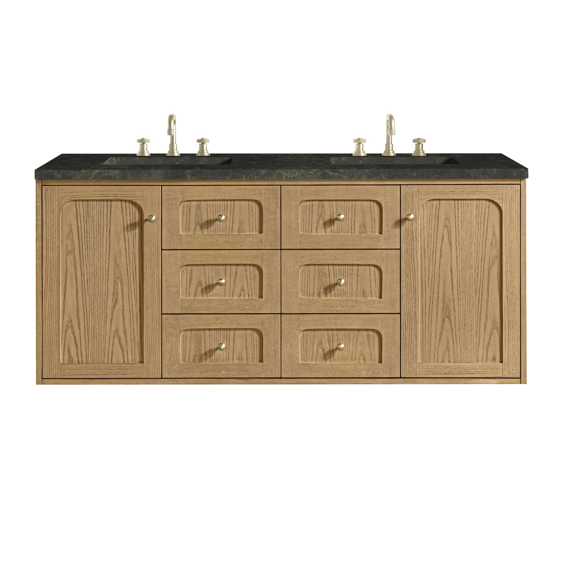 Renovate for Less Atlanta Laurent 60" Double Vanity, Light Natural Oak, w/ 3 CM Phantome Eclos Top