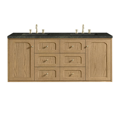 Renovate for Less Atlanta Laurent 60" Double Vanity, Light Natural Oak, w/ 3 CM Phantome Eclos Top