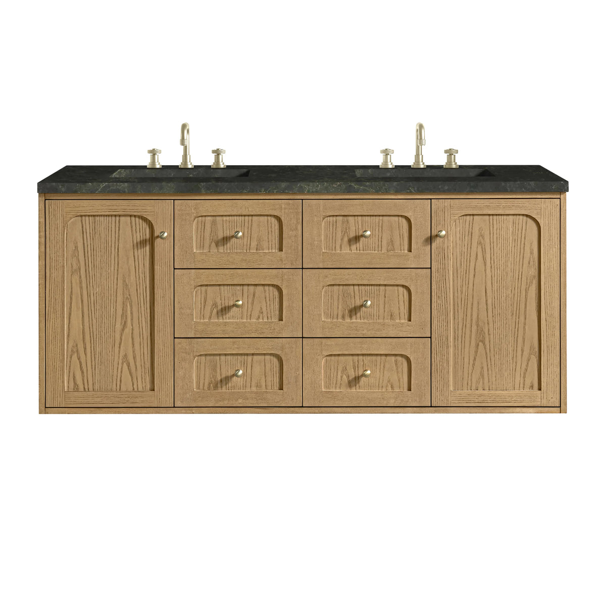 Laurent 60" Double Vanity, Light Natural Oak, w/ 3 CM Phantome Eclos Top