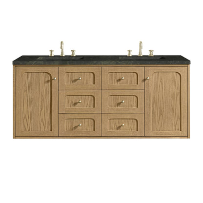 Laurent 60" Double Vanity, Light Natural Oak, w/ 3 CM Phantome Eclos Top