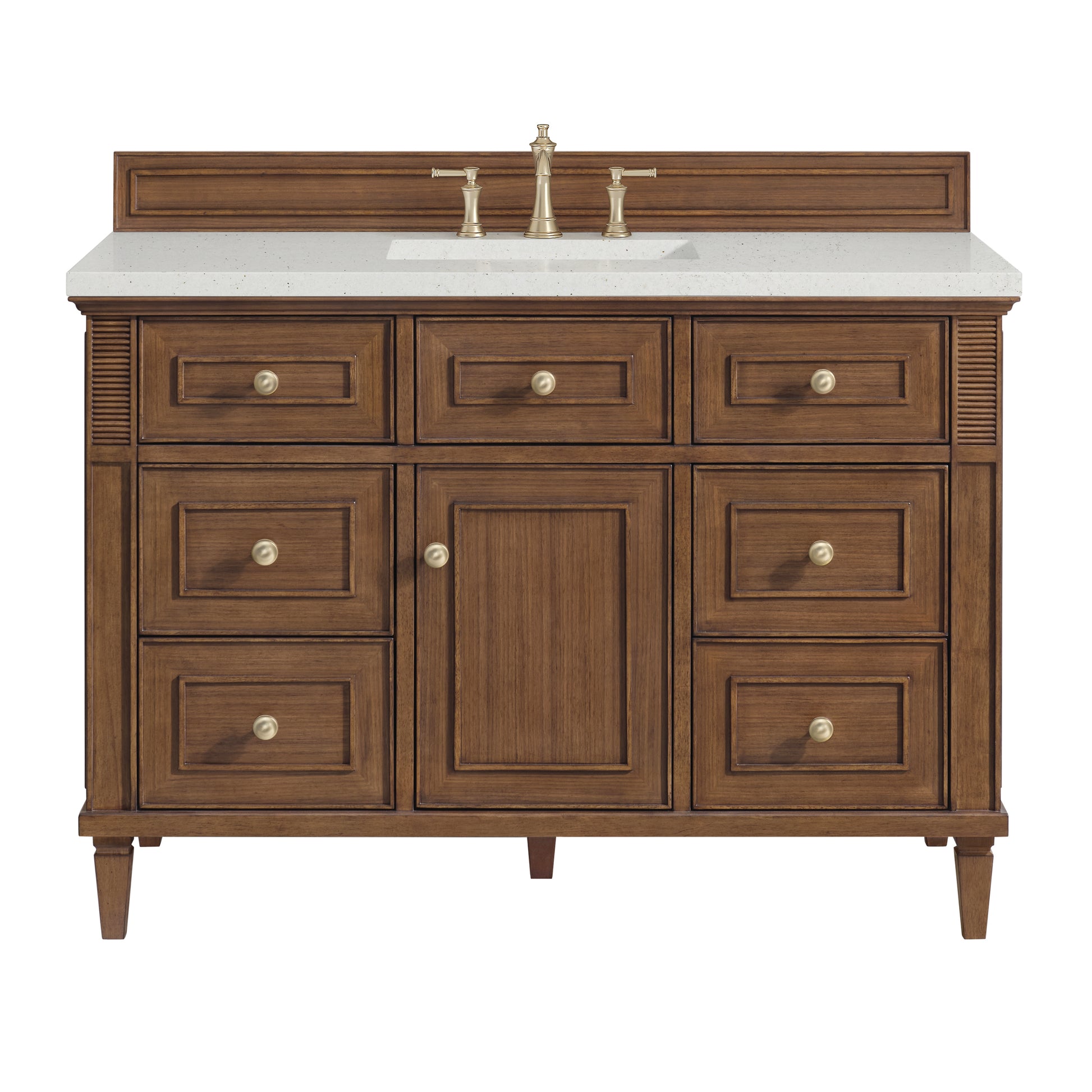 Renovate for Less Atlanta Lorelai 48" Single Vanity, Mid-Century Walnut w/ 3 CM Lime Delight Silestone Top