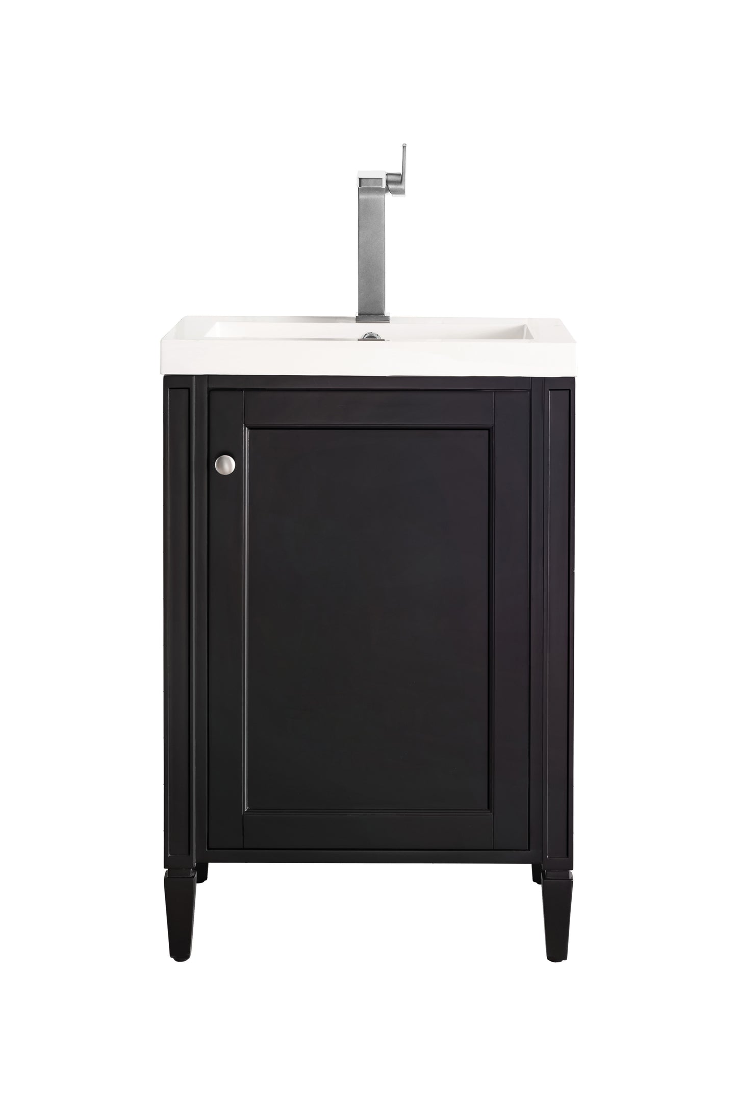 Renovate for Less Atlanta Britannia 24" Single Vanity, Black Onyx w/ White Glossy Composite Stone Top