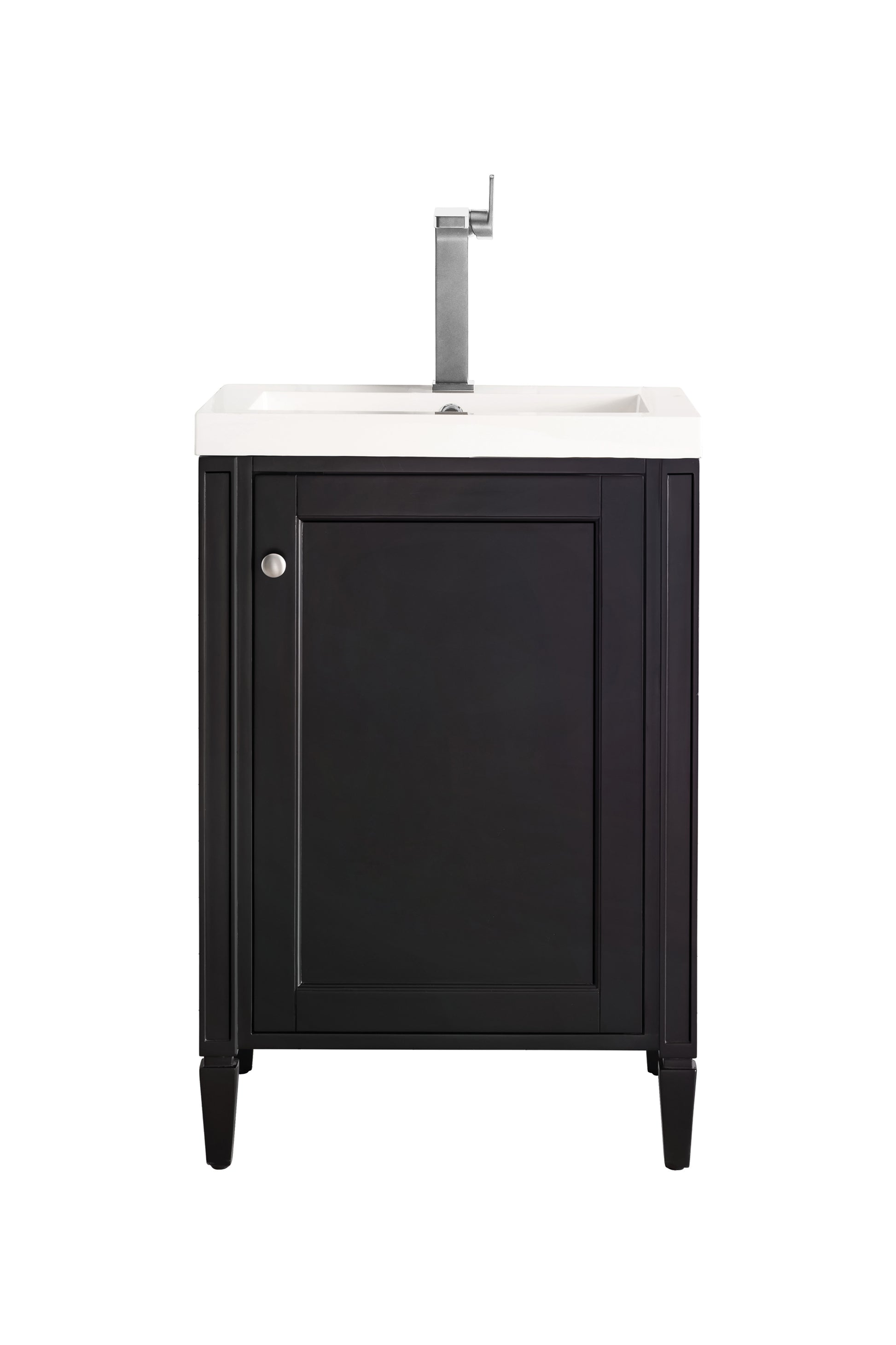 Renovate for Less Atlanta Britannia 24" Single Vanity, Black Onyx w/ White Glossy Composite Stone Top