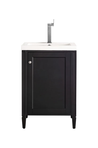 Renovate for Less Atlanta Britannia 24" Single Vanity, Black Onyx w/ White Glossy Composite Stone Top