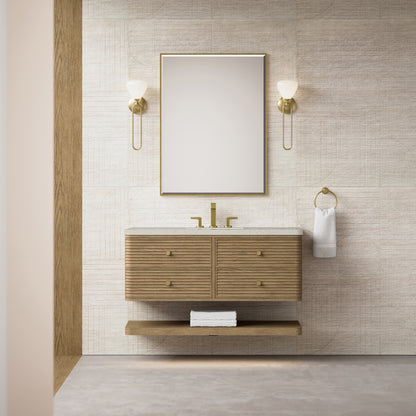 Renovate for Less Atlanta Allamari 48" Single Vanity, Dune Mist w/ 3 CM Siberian Silestone Top w/FreePower Wireless Charger