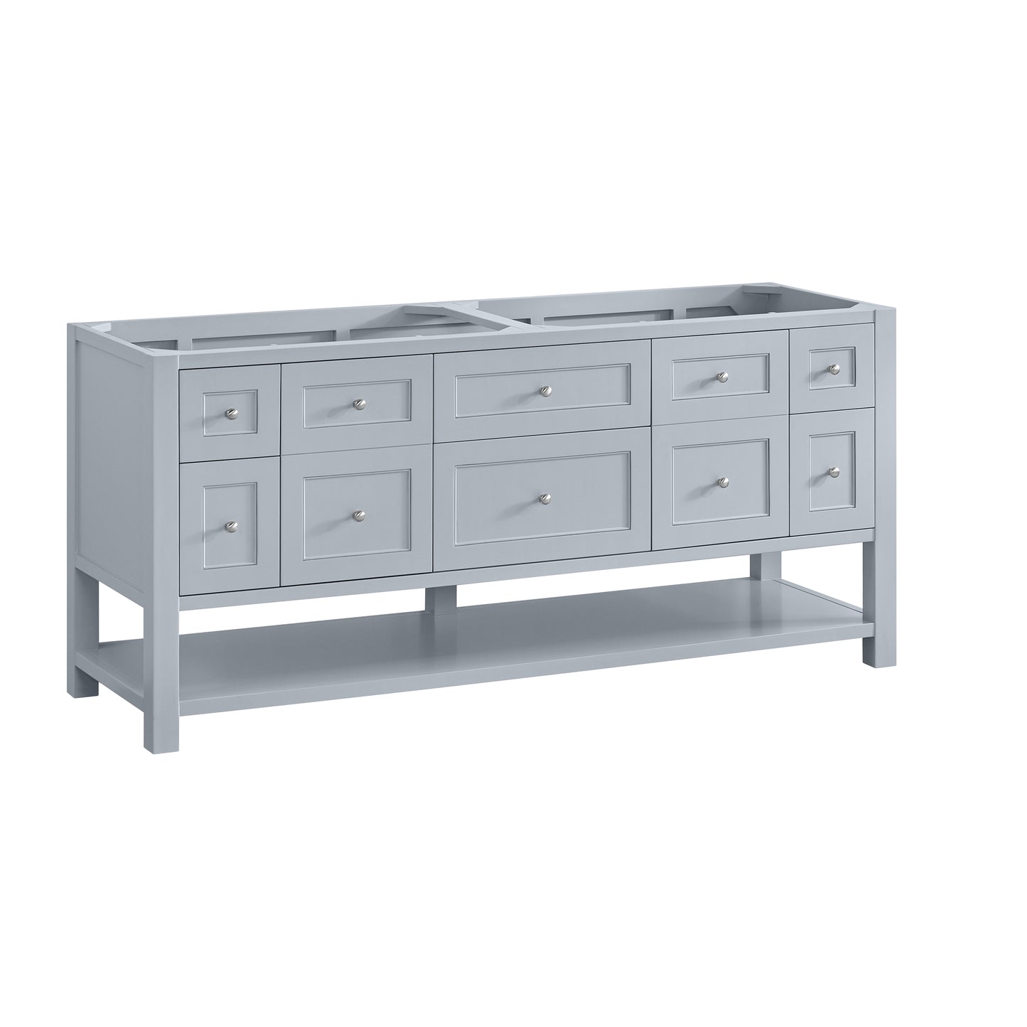 Renovate for Less Atlanta Breckenridge 72" Double Vanity, Serenity Blue, w/ 3 CM Carrara Marble Top