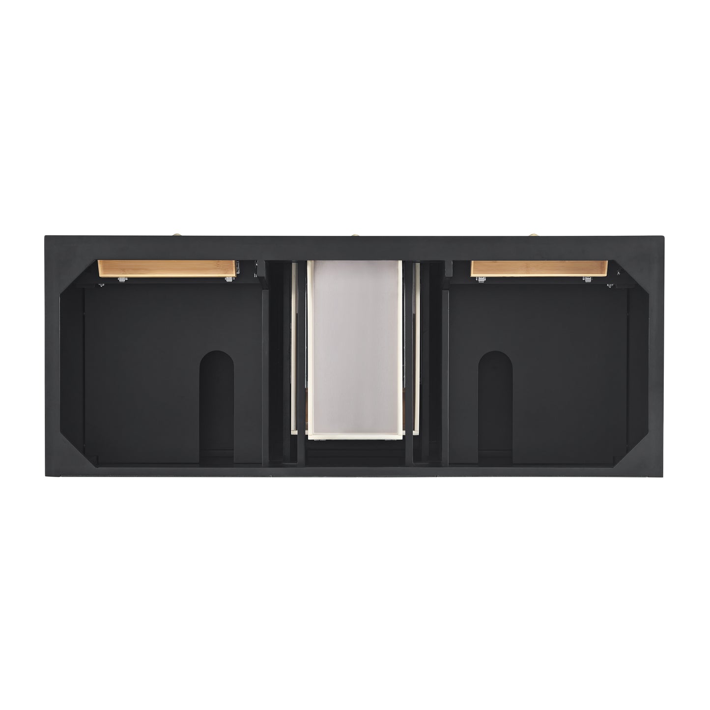 Renovate for Less Atlanta Lorelai 60" Double Vanity, Black Onyx w/ 3 CM Ethereal Noctis Silestone Top w/FreePower Wireless Charger