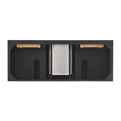 Renovate for Less Atlanta Lorelai 60" Double Vanity, Black Onyx w/ 3 CM Ethereal Noctis Silestone Top w/FreePower Wireless Charger